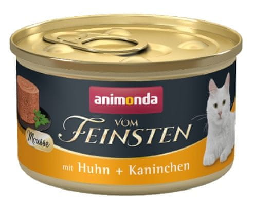 ALL FOR CATS Animonda Vom Feinsten Cat Adult Mus Kuře + Králík Konzerva 85G