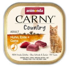 ALL FOR CATS Animonda Carny Country Adult Kuře, Kachna A Husí Tác 100G
