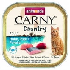 ALL FOR CATS Animonda Carny Country Adult Kuře, Krůta A Pstruh Tác 100G