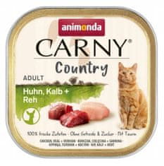 ALL FOR CATS Animonda Carny Country Adult Kuře, Telecí A Srnčí Tác 100G