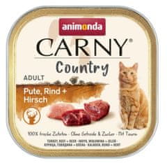 ALL FOR CATS Animonda Carny Country Adult Krůta, Hovězí A Jelen Tác 100G