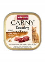 ALL FOR CATS Animonda Carny Country Adult Krůta, Hovězí A Jelen Tác 100G