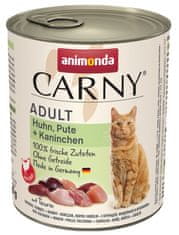 ALL FOR CATS Animonda Carny Adult Kuře, Krůta + Králík Konzerva 800G