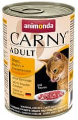 ALL FOR CATS Animonda Carny Adult Hovězí, Kuře + Kachní Srdce Konzerva 400G
