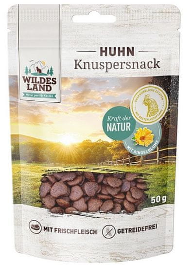 ALL FOR CATS Wildes Land Cat Knuspersnack Huhn & Ringelblum 50G