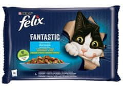 ALL FOR CATS Felix Fantastic Rybí Příchutě Se Zeleninou V Želé Sáček 4X85G