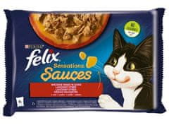 ALL FOR CATS Felix Sensations Sauces Venkovské Příchutě Krůta/Jehněčí V Omáčce Sáčky 4X