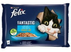 ALL FOR CATS Felix Fantastic Rybí Příchutě Losos/Hladítko V Želé Sáčky 4X85G