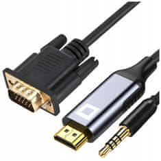 CO2 Kabel Co2 Vga - Hdmi Adaptér Převodník Adaptér Audio Full Hd 60Hz 3M