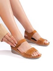 Amiatex Trendy sandály hnědé dámské platforma, Brązowy, 39