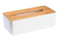 AQUALINE  SNOW zásobník na papírové kapesníky 262x90x132mm, bílá/bambus - 3763
