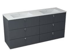 SAPHO  MITRA umyvadlová skříňka s umyvadlem, 3 zásuvky, 150x70x46 cm, antracit - 2XMT0821601-150