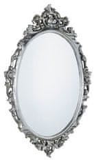 SAPHO  DESNA oválné zrcadlo ve vyřezávaném rámu, 80x100cm, stříbrná - IN344