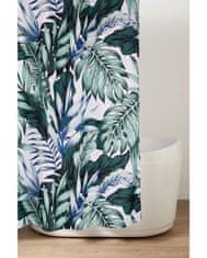 AQUALINE  Sprchový závěs 180x200cm, polyester, zelené listy - ZV028