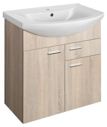 AQUALINE  ZOJA umyvadlová skříňka 71,5x74x34cm, dub platin - 51175