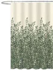 AQUALINE  Sprchový závěs 180x200cm, polyester, zelené listy - ZP012