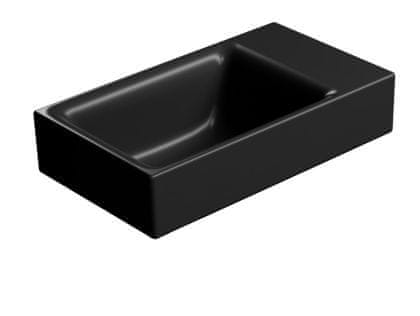 Gsi  NUBES keramické umývátko 40x23cm, bez otvoru, pravé/levé, černá mat - 9636026