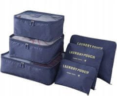 Korbi Cestovní organizér do kufru na oblečení nebo boty, sada 6 kusů, tmavě modrý