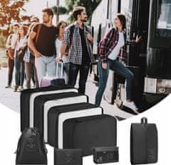 Korbi Cestovní organizér do kufru na oblečení nebo boty, sada 8 kusů, černé