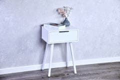 Kesper Odkládací stolek se šuplíkem, noční stolek bílý 40 x 30 x 59 cm