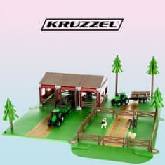 Kruzzel 22404 Dětská farma se zvířaty a 2 traktory