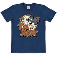 CurePink Pánské tričko Tom and Jerry: Logo (L) modré bavlna