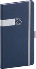 Grooters NOTIQUE Kapesní diář Twill 2025, modro-stříbrný, 9 x 15,5 cm
