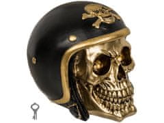 OOTB Pokladnička zlatá lebka s motorkářskou přilbou