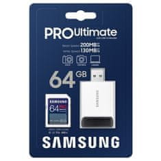 Samsung Paměťová karta SDXC PRO Ultimate 64GB (200R/ 130W) + USB adaptér