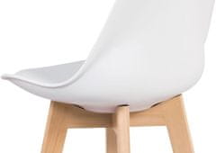 Autronic Barová židle, bílá plast+ekokůže, nohy masiv buk CTB-801 WT