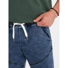 OMBRE Pánské krátké džínové šortky s prošíváním V3 OM-SRDS-0101 tmavě modré MDN125950 M