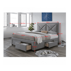 KONDELA Čalouněná manželská postel s roštem Xadra 160 - šedá žíhaná / wenge