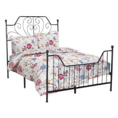 KONDELA Kovová manželská postel s roštem Rajana 140x200 cm - Černá