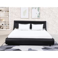 KONDELA Manželská postel s roštem a osvětlením Felina 180x200 cm - Černá