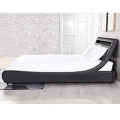 KONDELA Manželská postel s roštem a osvětlením Felina 180x200 cm - Černá