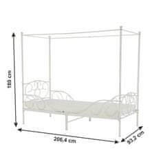 KONDELA Kovová jednolůžková postel s roštem Adelisa 90x200 cm - bílá