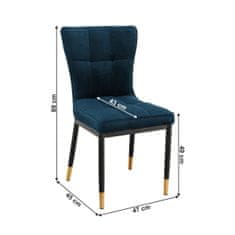KONDELA Jídelní židle Epona - petrolejová (sametová) / černá / zlatá