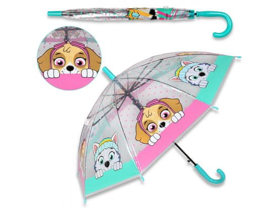 sarcia.eu Paw Patrol Sky Everest Automatický deštník pro dívky, skládací, průhledný
