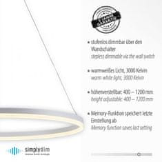PAUL NEUHAUS PAUL NEUHAUS LED závěsné svítidlo 80x80 bílá, kruhové, stmívatelné, paměťová funkce, moderní SimplyDim 3000K