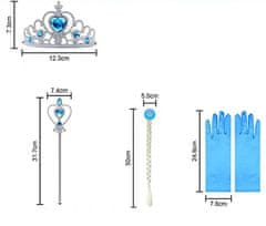 Sferazabawek SADA LEDOVÉ PRINCEZNY - KRÁSNÝ KOSTÝM, RUKAVICE, COP, KORUNA, HŮLKA