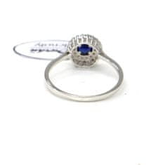 Pattic Prsten z bílého zlata se zirkony a modrým safírem AU 585/1000 1,60 gr, PR115908501-54