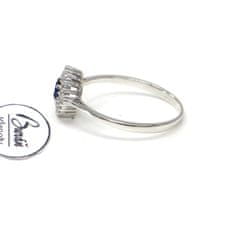 Pattic Prsten z bílého zlata se zirkony a modrým safírem AU 585/1000 1,60 gr, PR115908501-54