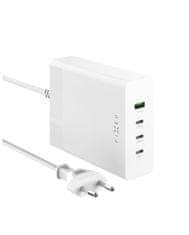 FIXED Síťová GaN nabíječka Charging Station s 3xUSB-C a USB výstupem, podpora PD 3.0, 200W, bílá