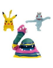 Jazwares Jazwares Pokémon akční Pikachu, Alolan Muk a Machop 5 cm