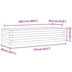 Petromila Zahradní truhlík bílý 110 x 40 x 23 cm masivní borové dřevo