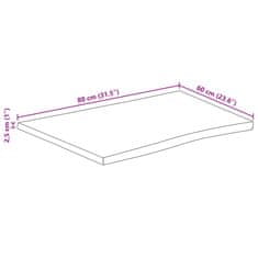 Vidaxl Stolní deska živá hrana 80x60x2,5 cm masivní hrubý mangovník