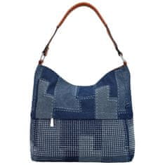 Coveri WORLD Trendy dámská textilní kabelka na rameno Welika, modro-hnědá