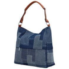 Coveri WORLD Trendy dámská textilní kabelka na rameno Welika, modro-hnědá