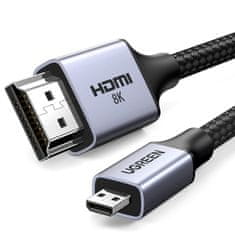 shumee Micro HDMI - HDMI 2.1 8K adaptérový kabel, 2m, šedý