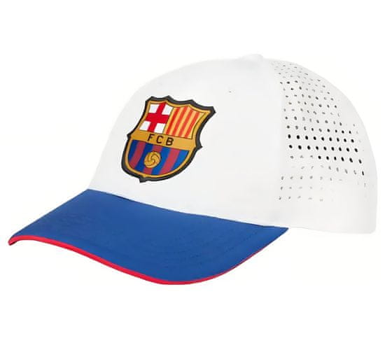 FotbalFans Dětská kšiltovka FC Barcelona, bílá, síťovaná, 51-57 cm